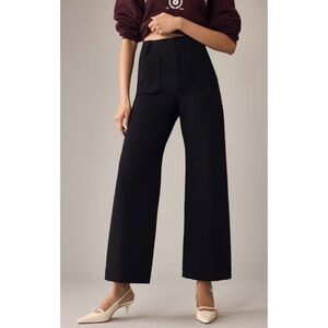 Maeve Anthropologie The Colette Wide Leg Ponte Pants High Waist Crop Black 26
